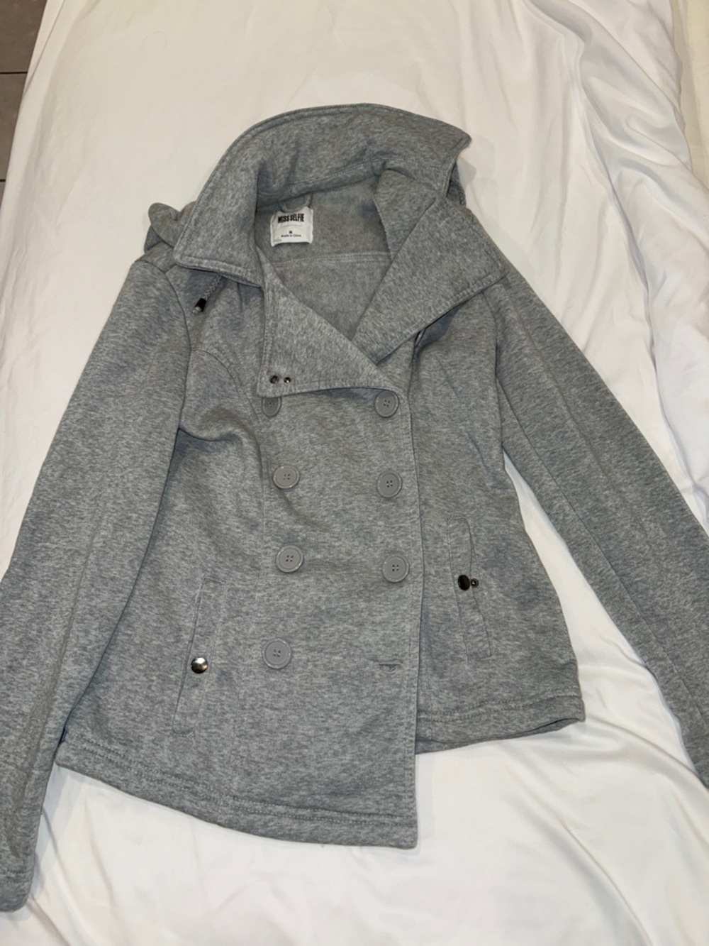 Women’s Double-Breasted Gray Blazer Jacket